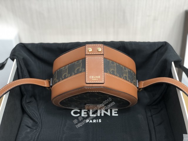 Celine專櫃2022新款TAMBOUR標誌印花牛皮革心形手袋 賽琳膠囊系列愛心盒子包 sldj2264